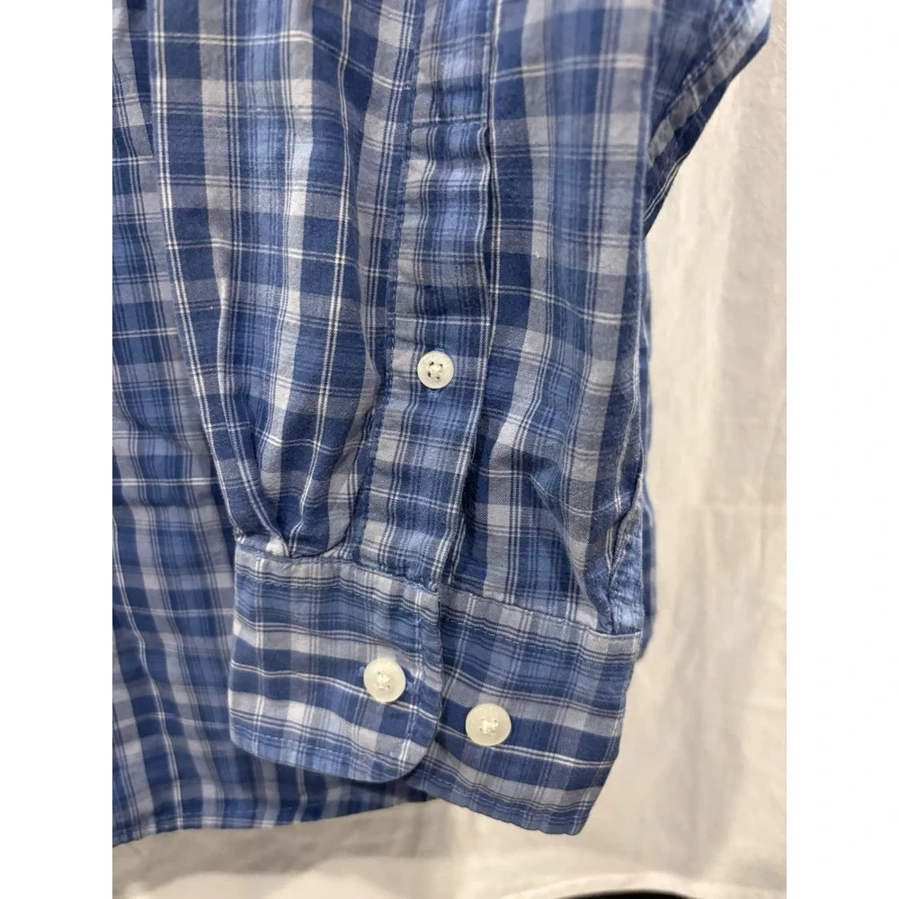 Route 66 Men's Large Blue Plaid Button Up Shirt Long Sleeve Cotton Blend Casual